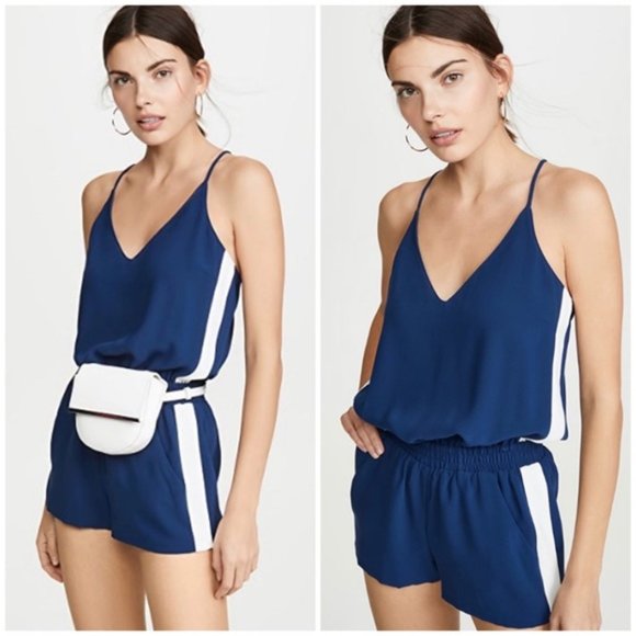 Amanda Uprichard Pants - SOLD. Amanda Uprichard Emerson Track Romper Blue NWT